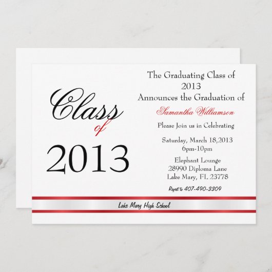 Klassischer Eleganter Abschluss Annoucement/Einlad Einladung (Vorne/Hinten)