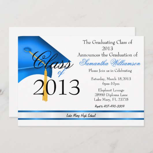 Klassischer Eleganter Abschluss Annoucement/Einlad Einladung (Vorne/Hinten)