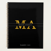 Klassischer eleganter Black Gold Monogram Individu Planer (Vorderseite)
