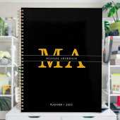 Klassischer eleganter Black Gold Monogram Individu Planer