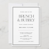 Klassischer Eleganter Black & White Brunch & Bubbl Einladung (Vorderseite)