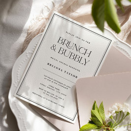 Klassischer Eleganter Black & White Brunch & Bubbl Einladung
