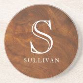 Klassischer eleganter Name des Holzkörners Monogra Getränkeuntersetzer (Vorne)