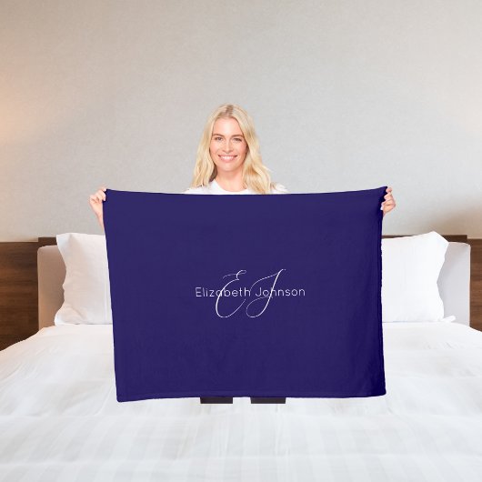klassischer eleganter Name nach Maß in Blau und We Fleecedecke