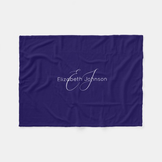 klassischer eleganter Name nach Maß in Blau und We Fleecedecke (Vorderseite (Horizontal))