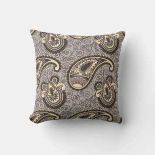 Klassischer Eleganter Paisley Sturm und Creme Kissen