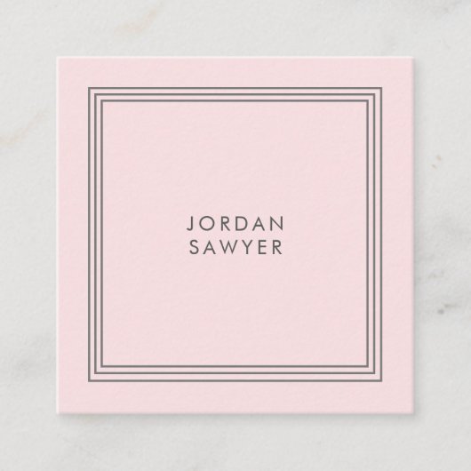 Klassischer, eleganter Rosa-Dreierrahmen Quadratische Visitenkarte (Vorderseite)