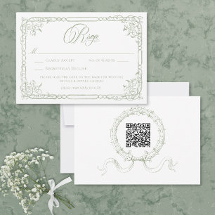 Klassischer Eleganter Salbeigrüner Blumenrahmen Ho RSVP Karte