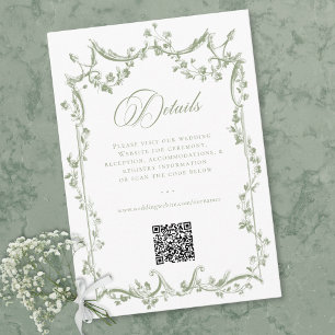 Klassischer Eleganter Salbeigrüner Floraler Rahmen Begleitkarte