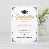 Klassischer Eleganter Script White Abschluss Ankündigung (Stehend Vorderseite)