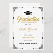 Klassischer Eleganter Script White Abschluss Ankündigung (Vorne/Hinten)