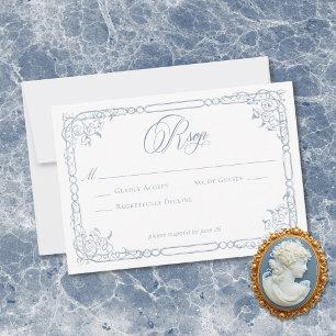 Klassischer Eleganter Staubblauer Blumenrahmen Hoc RSVP Karte