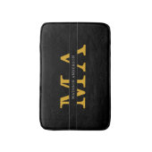 Klassischer, eleganter Text mit schwarzem Gold-Mon Badematte (Vorderseite Vertikal)