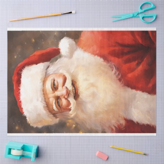 Klassischer Empfang Retro Santa Claus lächeln Seidenpapier (Basteln)