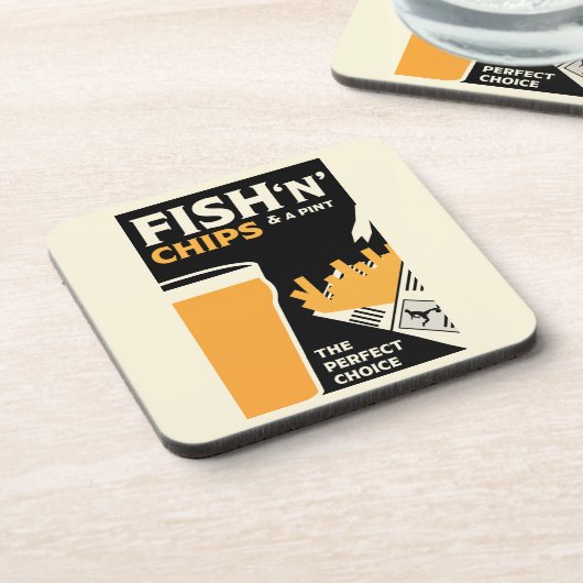 Klassischer englischer Fisch und Chips Getränkeuntersetzer (Linke Seite)