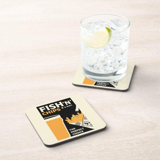 Klassischer englischer Fisch und Chips Getränkeuntersetzer (Rechte Seite)