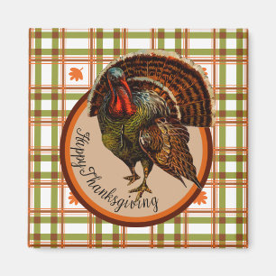 Klassischer Erntedank Türkei im Herbst Kariert Magnet