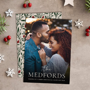 Klassischer Familienname: florale Rückseite   FOTO Feiertagskarte