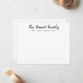 Klassischer Familienname Handgeschriebener schwarz Mitteilungskarte (Vorderseite/Rückseite Beispiel)