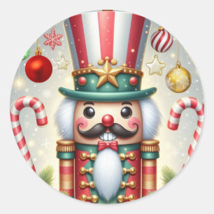 Klassischer, farbenfroher, verspielter Weihnachtsn Runder Aufkleber