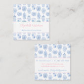 Klassischer Femininrosa und Blauer Ingwer Quadratische Visitenkarte (Vorne/Hinten)