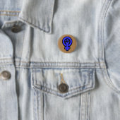 Klassischer feministischer Zeichen-Knopf blau und Button (Beispiel)