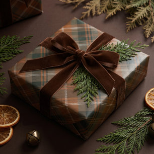 Klassischer Festtags-Braun-Grün-Weihnachts-Tartan- Geschenkpapier