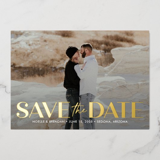 Klassischer Fett FOIL Wedding Save the Date Card Folieneinladung (Vorderseite)