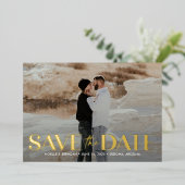 Klassischer Fett FOIL Wedding Save the Date Card Folieneinladung (Stehend vorne)