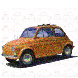 Klassischer Fiat 500 in blau T-Shirt