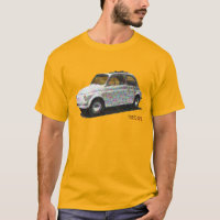 Klassischer Fiat 500 in weiß auf Gold