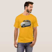 Klassischer Fiat 500 in weiß auf Gold T-Shirt (Vorne ganz)