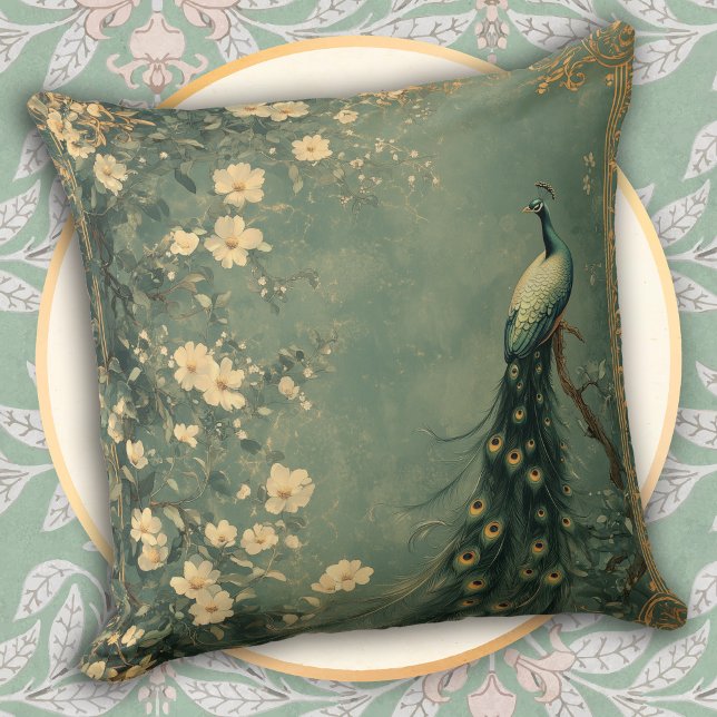 Klassischer floraler Pfau Kissen (Von Creator hochgeladen)