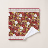 Klassischer Floralrost, Braun, Olivenöl Badhandtuch Set (Waschlappen)