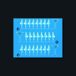 Klassischer Flug Attendant Stretched Canvas Print Leinwanddruck<br><div class="desc">Wenn Sie diesen klassischen Flug Attendant Stretched Canvas Print sehen, wird es Liebe beim ersten Flug! Inspiriert von der minimalistischen Kunst der 1960er Jahre bietet dieses Design einen lebendigen, himmelblauen Hintergrund. Es gibt Reihen identischer Retro-Flugbegleiter, die Aqua-Uniformen und Pillbox-Hüte tragen. Die hübschen, gepolsterten Damen sind stehend und mit weißen Handtaschen...</div>