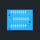 Klassischer Flug Attendant Stretched Canvas Print Leinwanddruck<br><div class="desc">Wenn Sie diesen klassischen Flug Attendant Stretched Canvas Print sehen, wird es Liebe beim ersten Flug! Inspiriert von der minimalistischen Kunst der 1960er Jahre bietet dieses Design einen lebendigen, himmelblauen Hintergrund. Es gibt Reihen identischer Retro-Flugbegleiter, die Aqua-Uniformen und Pillbox-Hüte tragen. Die hübschen, gepolsterten Damen sind stehend und mit weißen Handtaschen...</div>