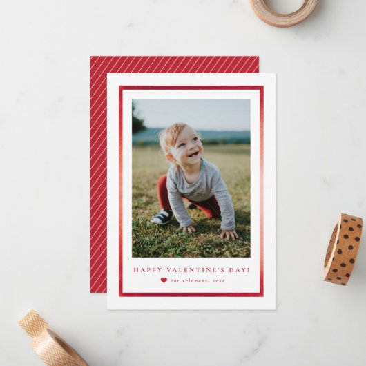 Klassischer Folienrahmen Portrait Foto Valentinsta Mitteilungskarte (Vorderseite/Rückseite Beispiel)