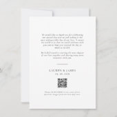 Klassischer formeller Hochzeitsfoto-QR-Code Dankeskarte (Rückseite)