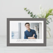 Klassischer Foto Abschluss mit grauem Tweed Einladung (Stehend Vorderseite)