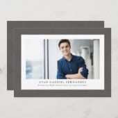 Klassischer Foto Abschluss mit grauem Tweed Einladung (Vorne/Hinten)