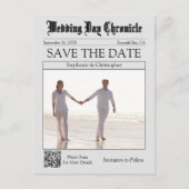 Klassischer Foto-QR-Code-Zeitung Save-the-Date Postkarte (Vorderseite)