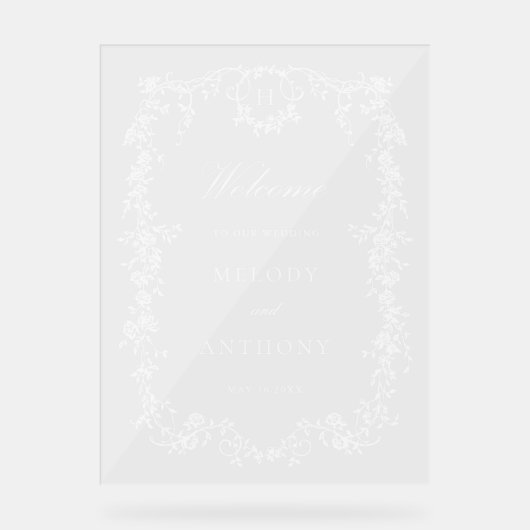 Klassischer französischer Viktorianischer Blumenza Acrylschild (Vorderseite)