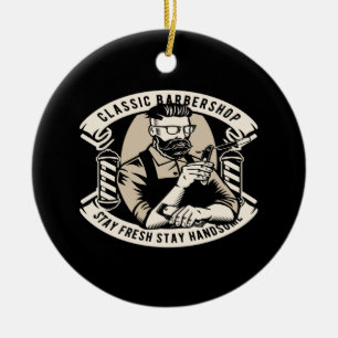 klassischer Friseur bleibe frisch bleibe schön Keramik Ornament