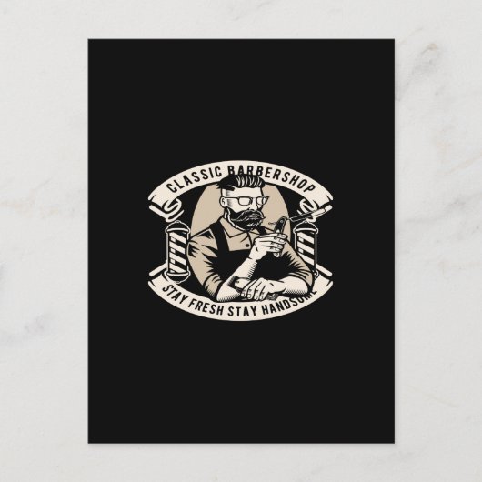 klassischer Friseur bleibe frisch bleibe schön Postkarte (Vorderseite)