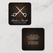 Klassischer Friseurladen | Holz | Schere Quadratische Visitenkarte (Vorne/Hinten)