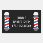 Klassischer Friseursalon in Rot und Blau Rechteckiger Aufkleber (Vorderseite)