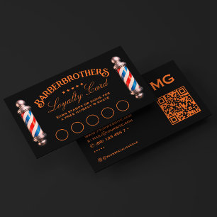 Klassischer Friseurstangen Orange Schwarz Treue Visitenkarte