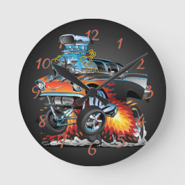 Klassischer frisierte Auto 57 Gasser-Dragster-Cart Runde Wanduhr