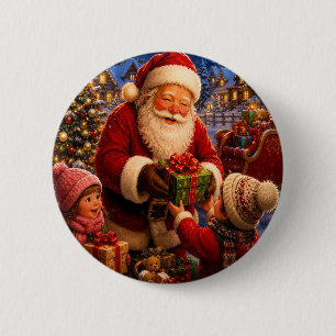 Klassischer fröhlicher Weihnachtsmann Festliche Pa Button