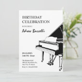 Klassischer Geburtstag im eleganten Piano Einladung (Stehend Vorderseite)